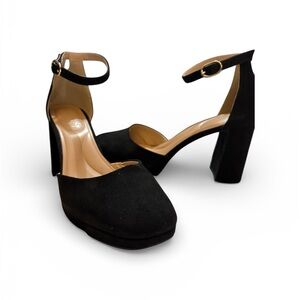 Kelly & Katie Black Ankle Strap Heels